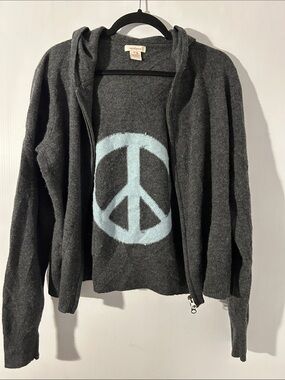 Sundance Lambswool full zip hooded sweater cardigan